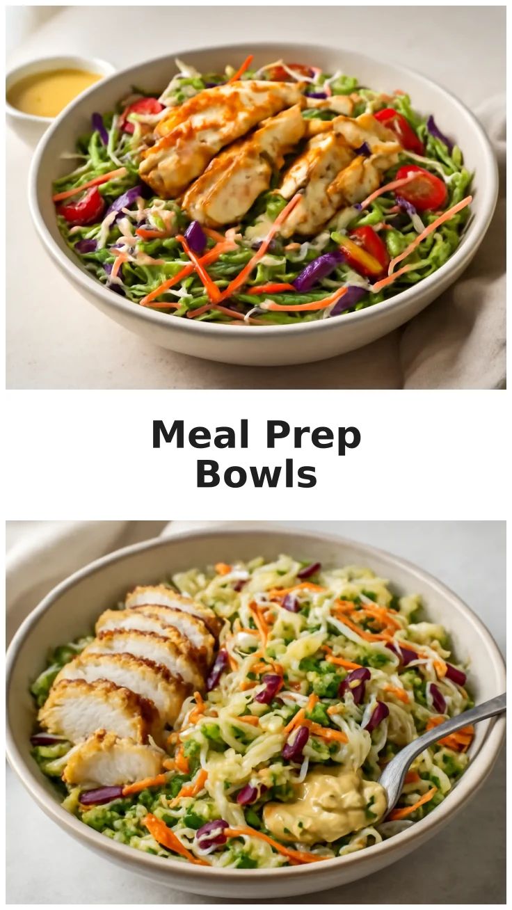 Colorful Meal Prep Honey Mustard Chicken Slaw Bowls 3 Colorful Meal Prep Honey Mustard Chicken Slaw Bowls for Healthy Lunches