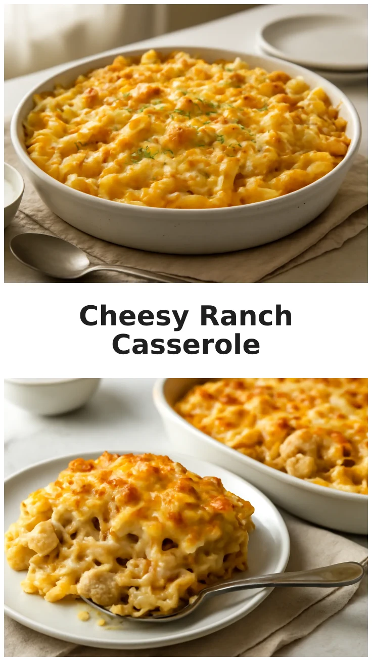 Golden Cheesy Ranch Chicken Pasta Casserole 3 Golden Cheesy Ranch Chicken Pasta Casserole Recipe