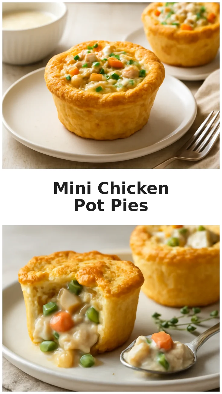 Cheesy Mini Chicken Pot Pie Biscuit Cups 3 Cheesy Mini Chicken Pot Pie Biscuit Cups Recipe