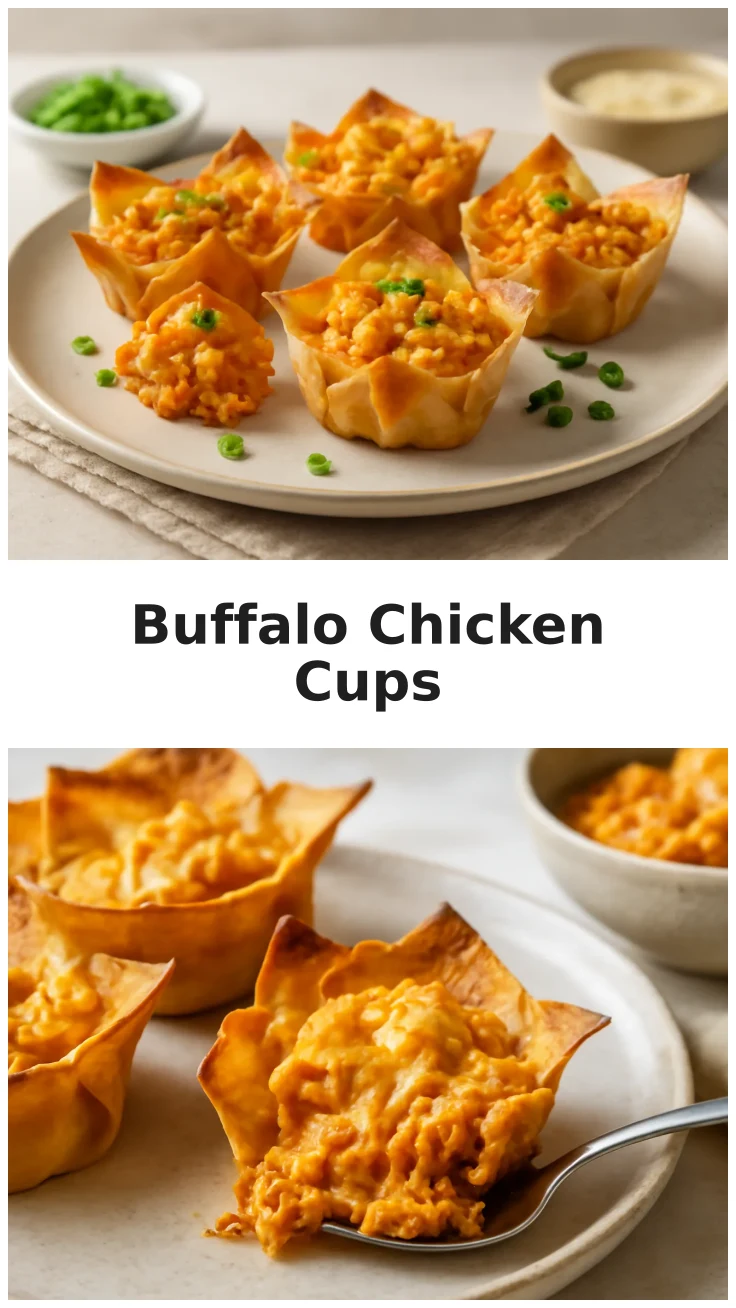 Golden Cheesy Buffalo Chicken Wonton Cups 3 Golden Cheesy Buffalo Chicken Wonton Cups Recipe