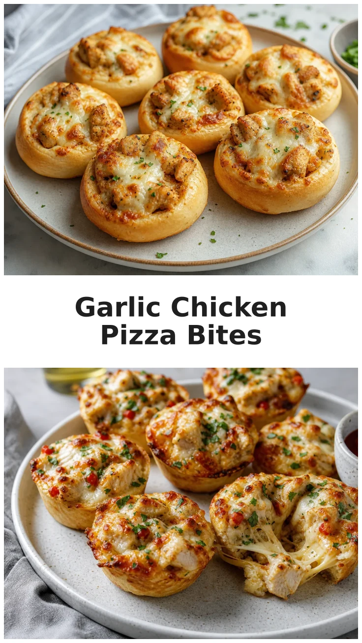 Golden Baked White Garlic Chicken Pizza Bites Recipe Golden Baked White Garlic Chicken Pizza Bites Recipe