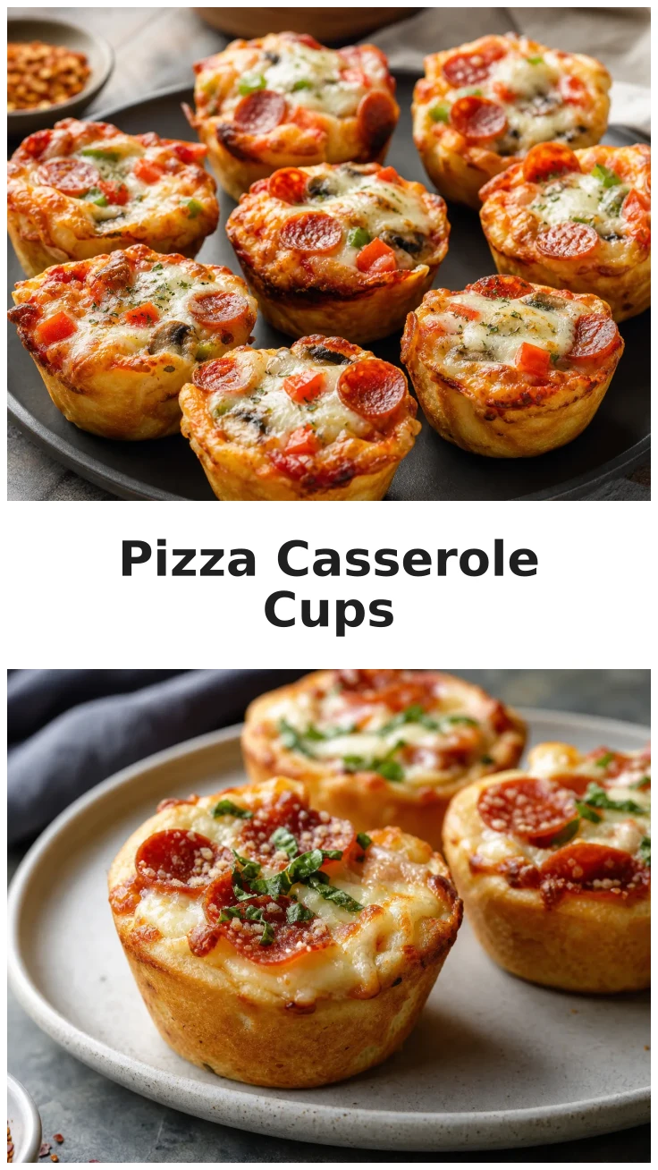 Golden Baked Pizza Casserole Cups for Easy Entertaining Golden Baked Pizza Casserole Cups for Easy Entertaining