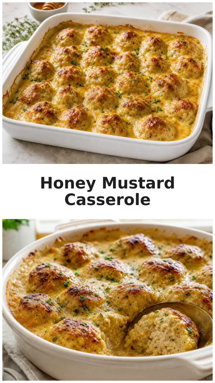 Golden Baked Honey Mustard Chicken Meatball Casserole Recipe Golden Baked Honey Mustard Chicken Meatball Casserole Recipe