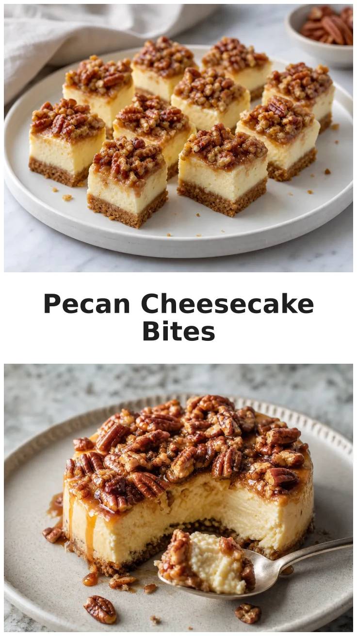 Rich Pecan Cheesecake Bites with Crunchy Pecan Topping Rich Pecan Cheesecake Bites with Crunchy Pecan Topping