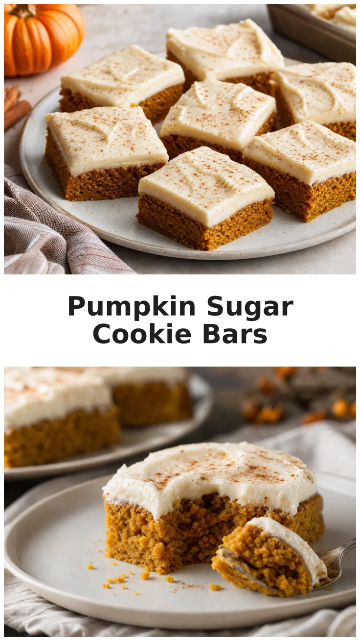 Fluffy Pumpkin Sugar Cookie Bars with Spiced Frosting Fluffy Pumpkin Sugar Cookie Bars with Spiced Frosting