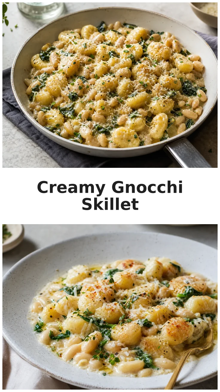 Creamy Garlic Parmesan White Bean Gnocchi Skillet Recipe Creamy Garlic Parmesan White Bean Gnocchi Skillet Recipe