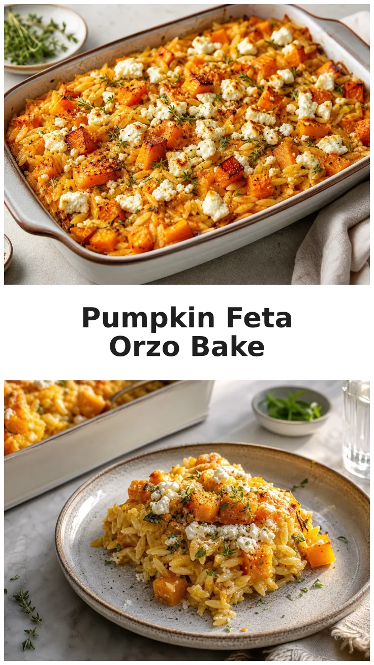 Golden Roasted Pumpkin Feta Orzo Bake Recipe Golden Roasted Pumpkin Feta Orzo Bake Recipe