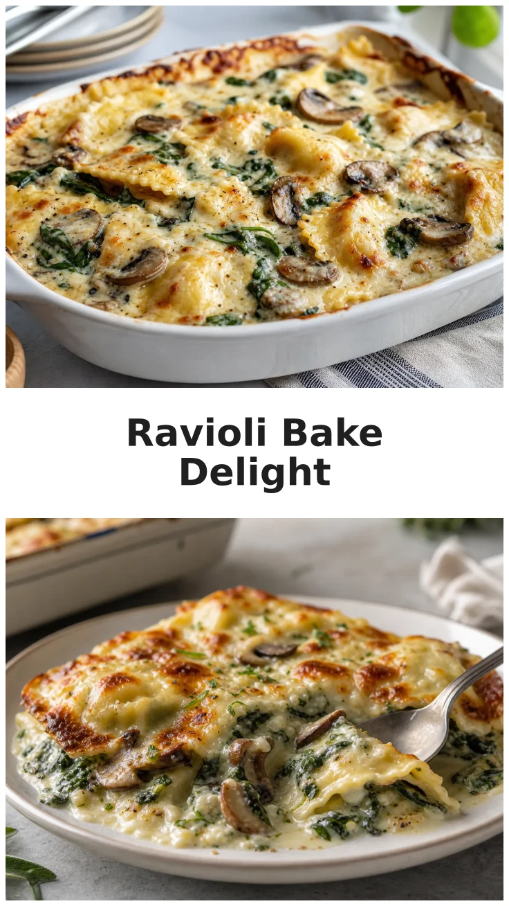 Creamy Mushroom Spinach Ravioli Bake for Cozy Dinners Creamy Mushroom Spinach Ravioli Bake for Cozy Dinners