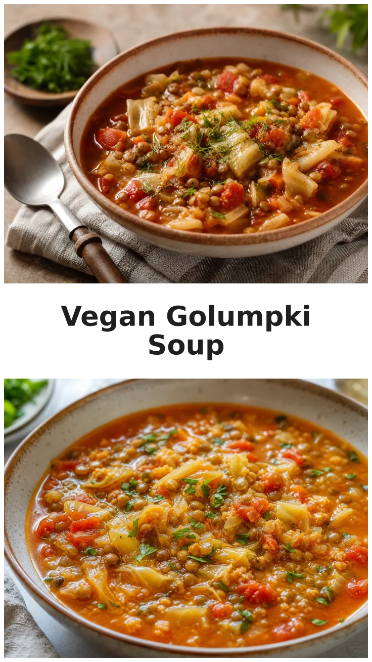 Hearty Vegan Golumpki Soup with Lentils for Cozy Nights