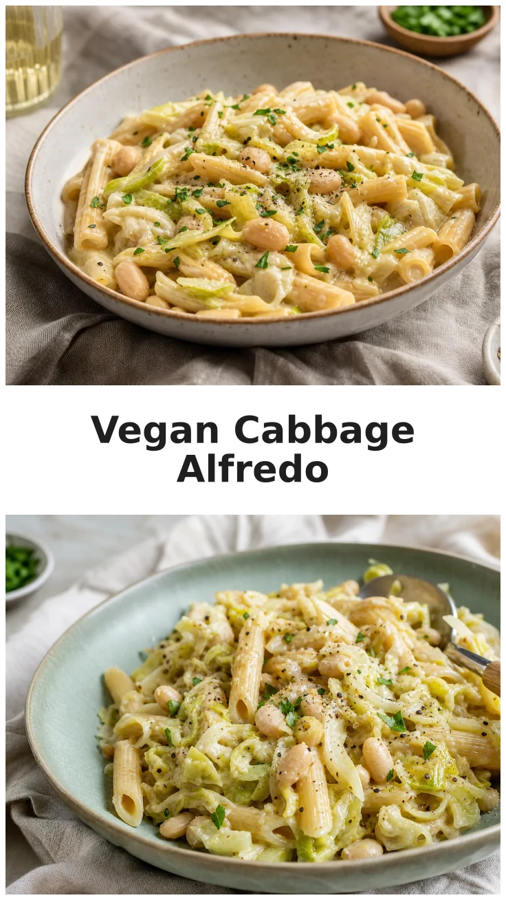 Creamy Vegan Cabbage Alfredo with White Beans Recipe Creamy Vegan Cabbage Alfredo with White Beans Recipe