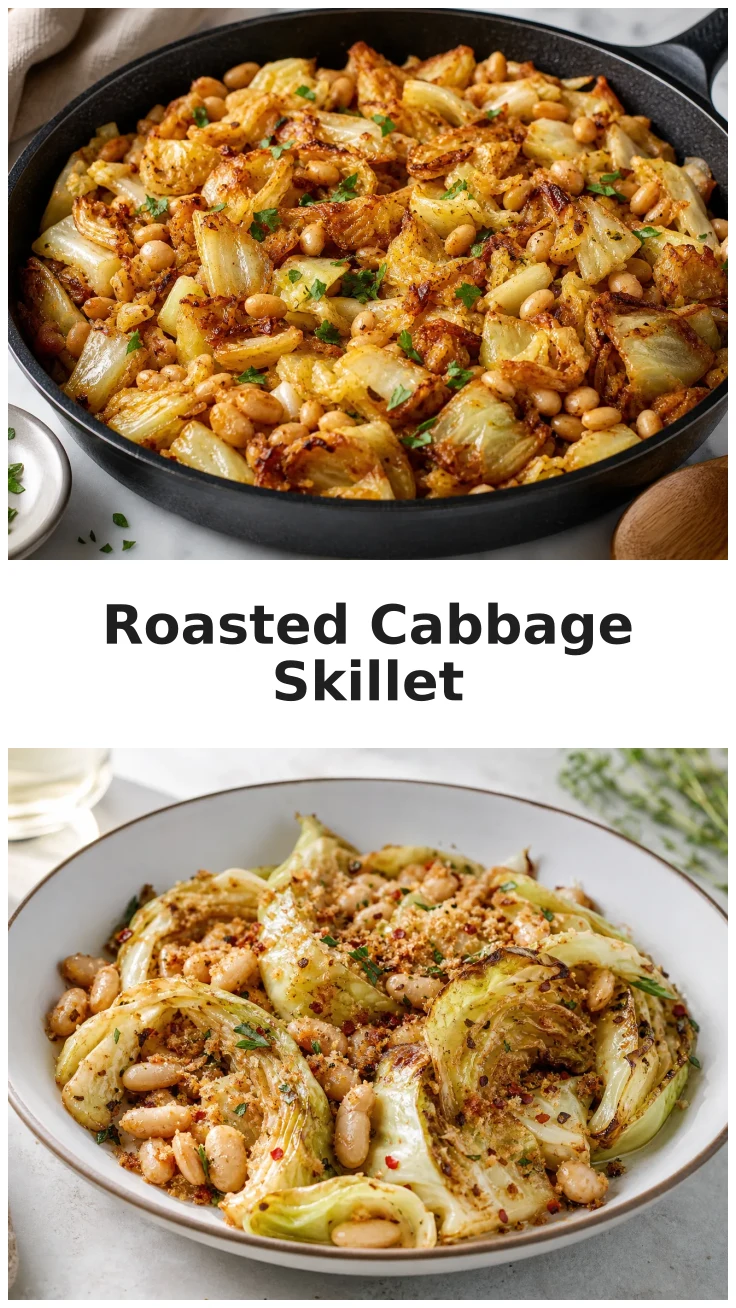 Savor the Flavors of Golden Roasted Cabbage White Bean Skillet