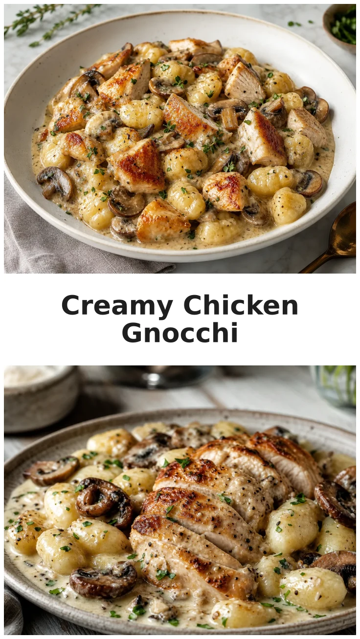 Creamy Roasted Garlic Chicken and Mushroom Gnocchi Recipe