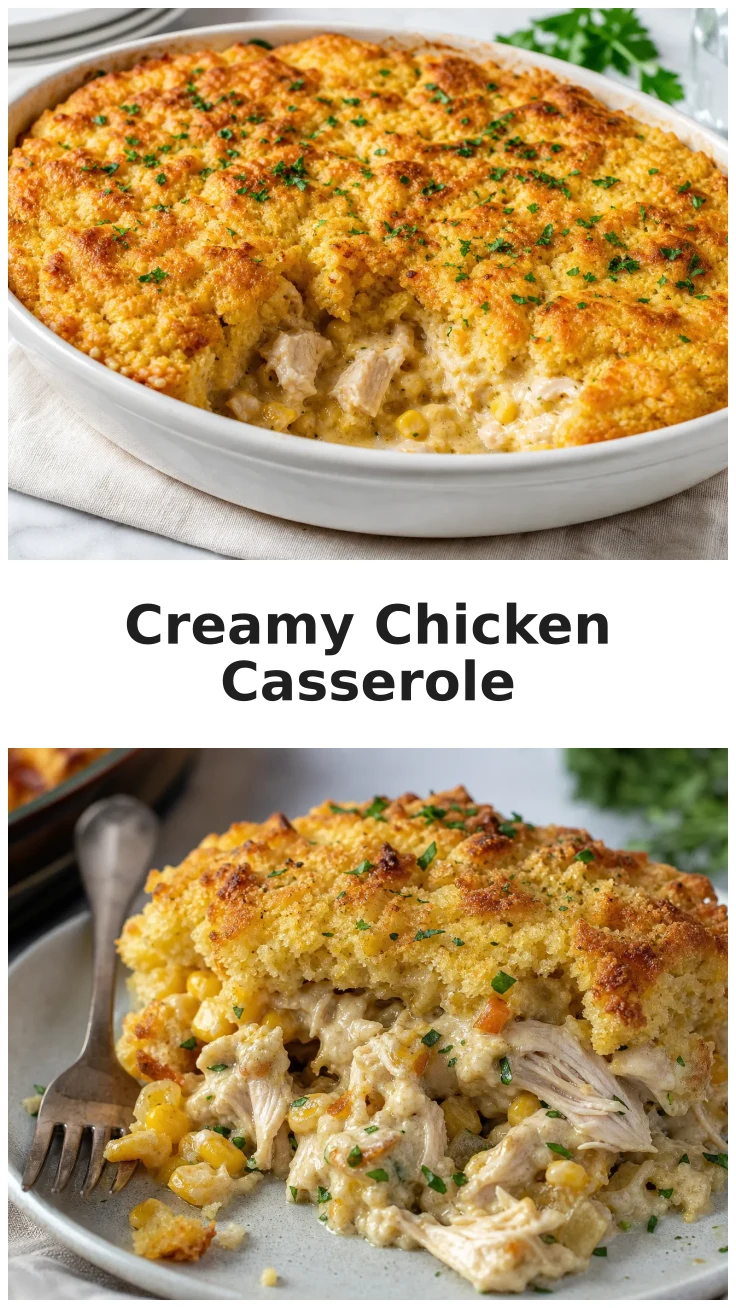 Creamy Chicken and Cornbread Casserole for Cozy Nights