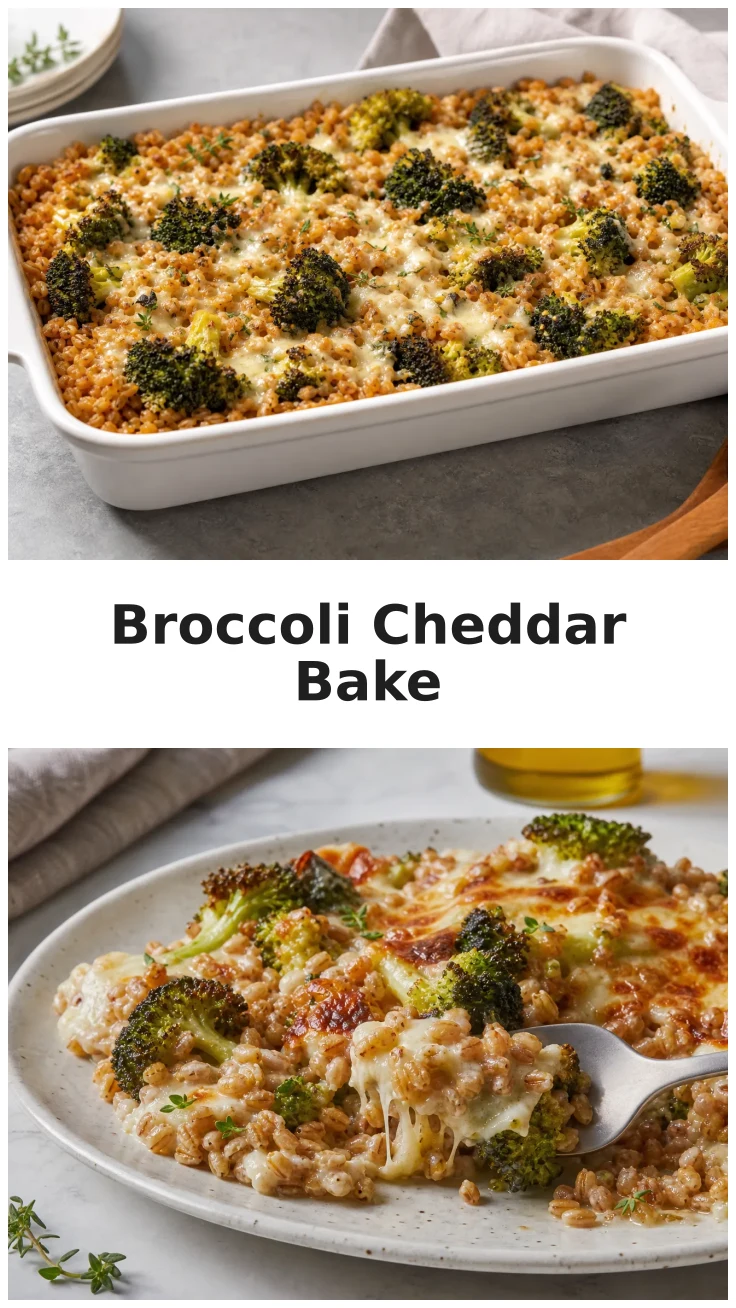 Golden Roasted Broccoli Cheddar Farro Bake Recipe Golden Roasted Broccoli Cheddar Farro Bake Recipe