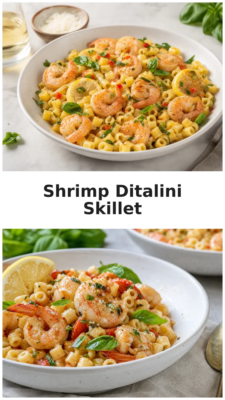 Fresh Lemon Basil Shrimp Ditalini Skillet Recipe Fresh Lemon Basil Shrimp Ditalini Skillet Recipe