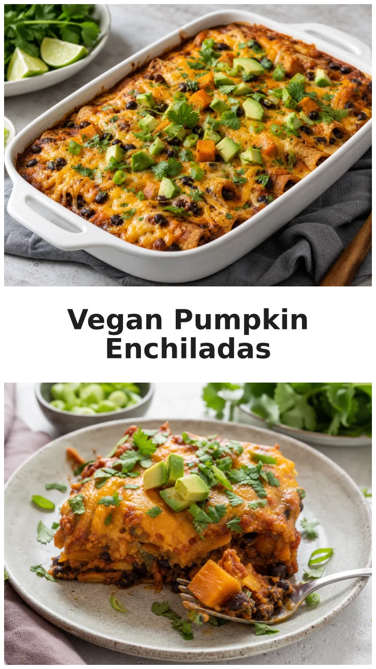 Cheesy Vegan Pumpkin Black Bean Enchilada Bake Recipe