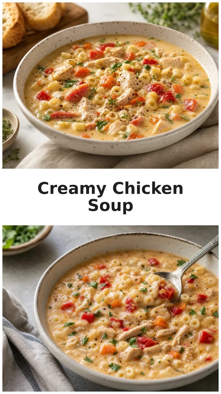 Creamy Roasted Red Pepper Chicken Ditalini Soup Recipe Creamy Roasted Red Pepper Chicken Ditalini Soup Recipe