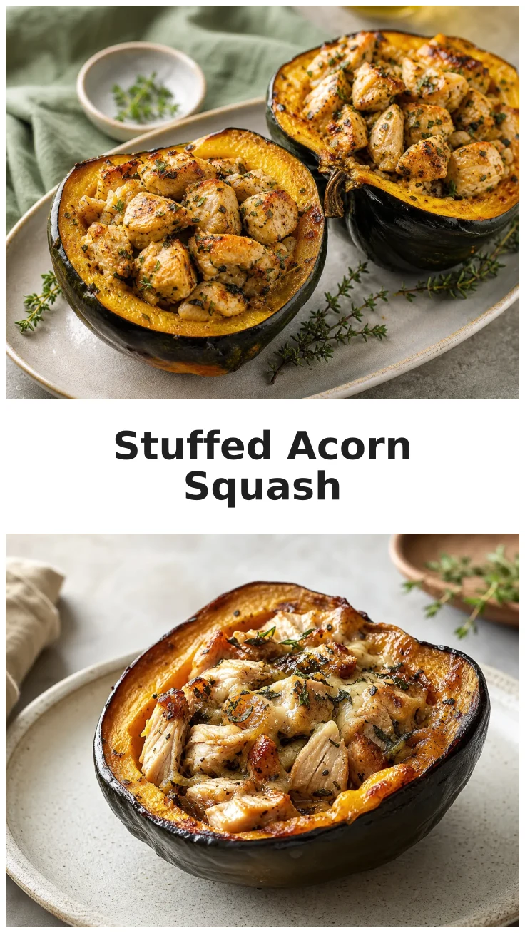 Garlic Herb Chicken Stuffed Acorn Squash Recipe