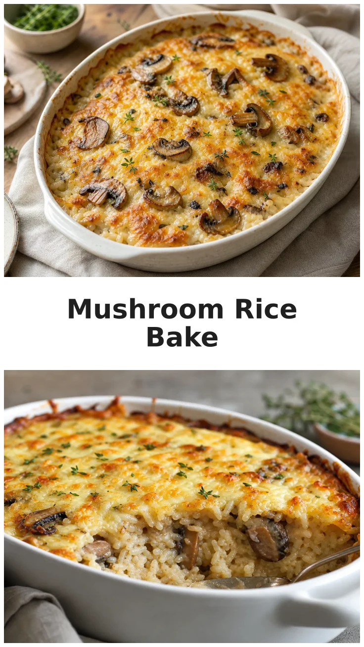 Garlic Parmesan Mushroom Rice Bake for Cozy Dinners