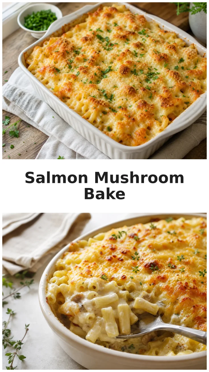 Creamy Salmon Mushroom Pasta Bake for Cozy Nights Creamy Salmon Mushroom Pasta Bake for Cozy Nights