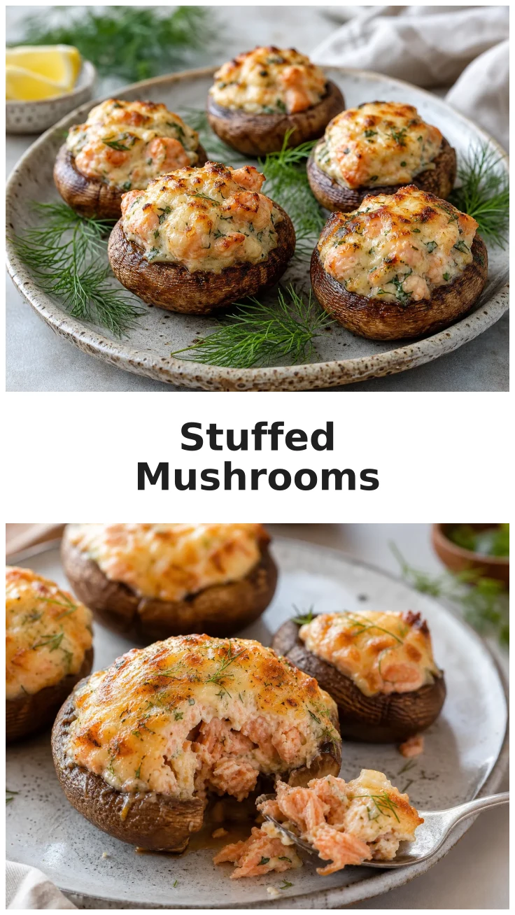 Parmesan Salmon Stuffed Mushrooms Recipe