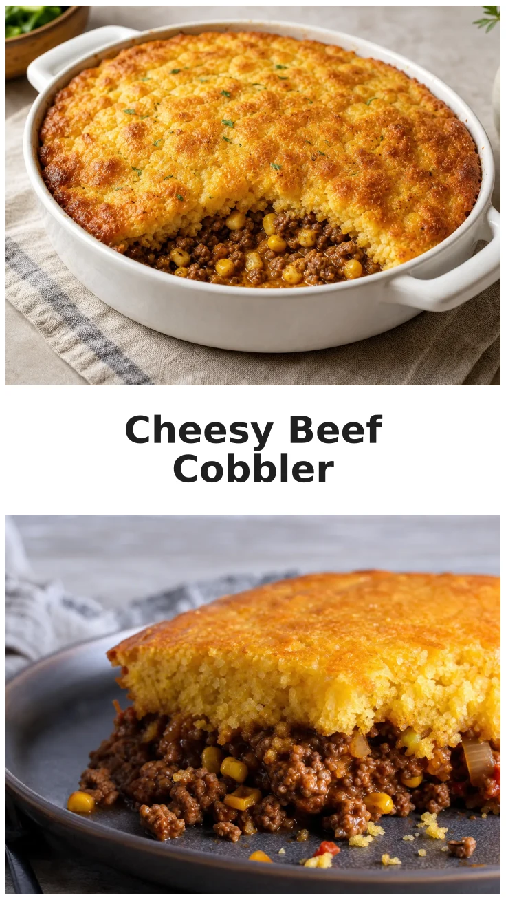 Cheesy Cheddar Beef Cornbread Cobbler Recipe Cheesy Cheddar Beef Cornbread Cobbler Recipe