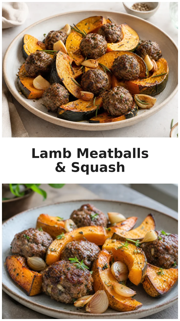 Garlic Herb Lamb Meatballs with Roasted Squash Recipe Garlic Herb Lamb Meatballs with Roasted Squash Recipe