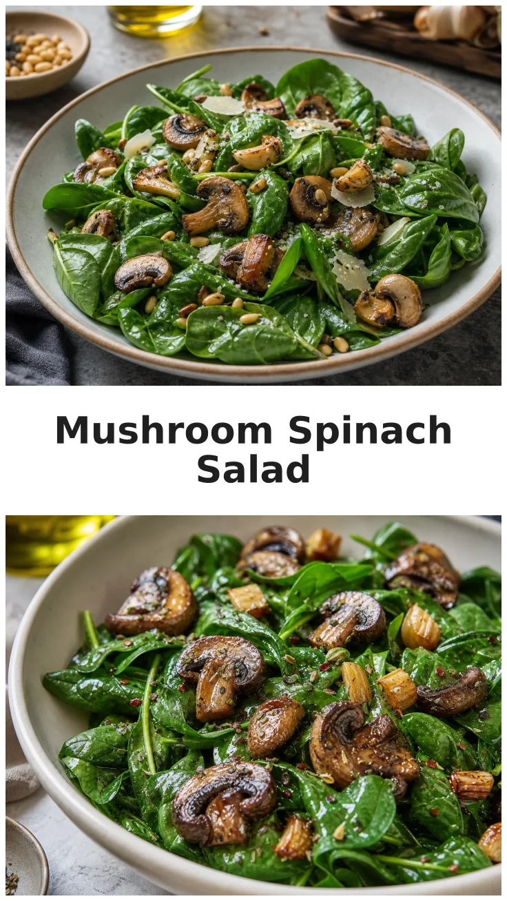 Garlic Roasted Mushroom Spinach Salad Recipe Garlic Roasted Mushroom Spinach Salad Recipe