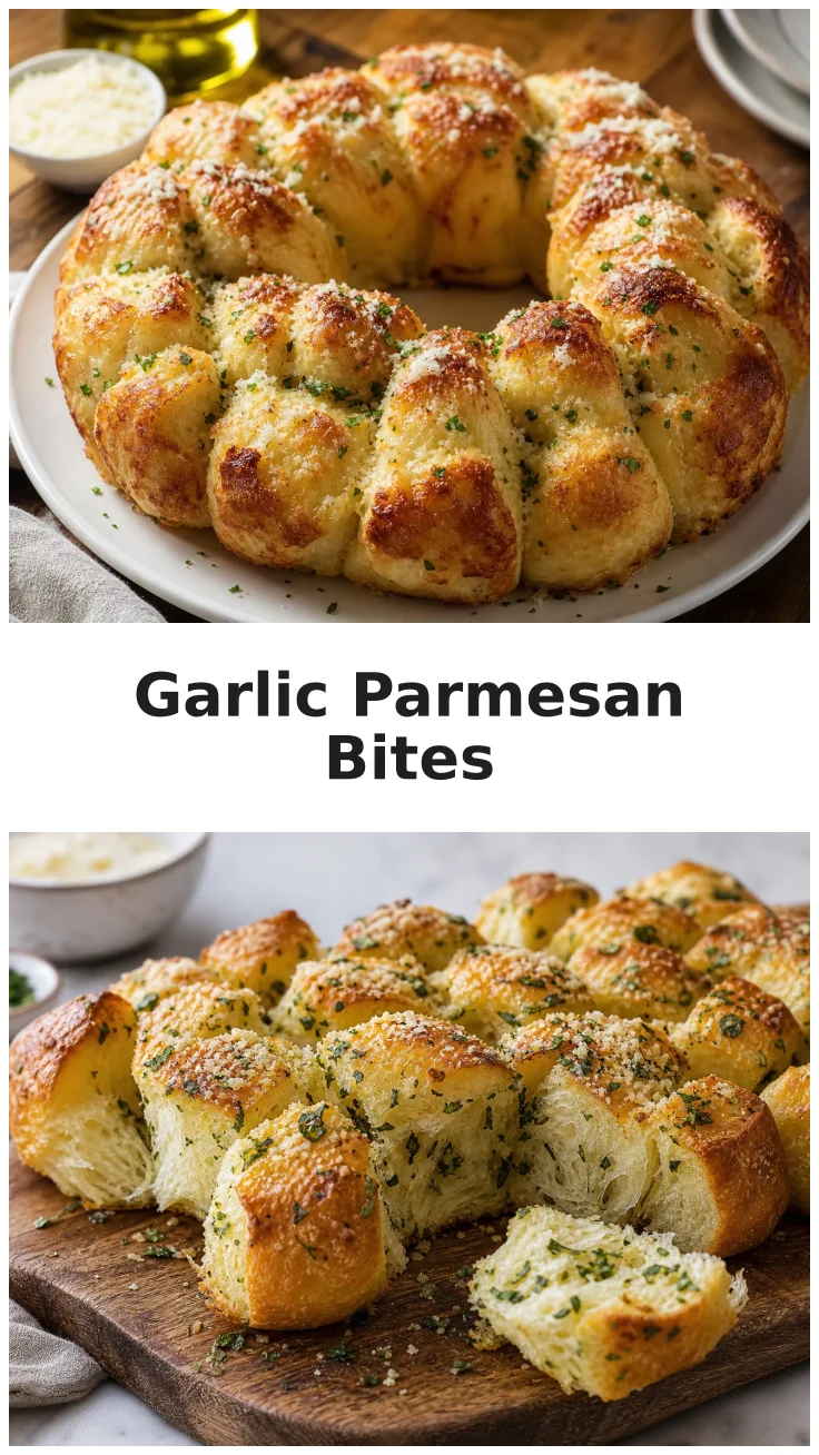 Golden Garlic Parmesan Pull Apart Bread Bites Recipe Golden Garlic Parmesan Pull Apart Bread Bites Recipe