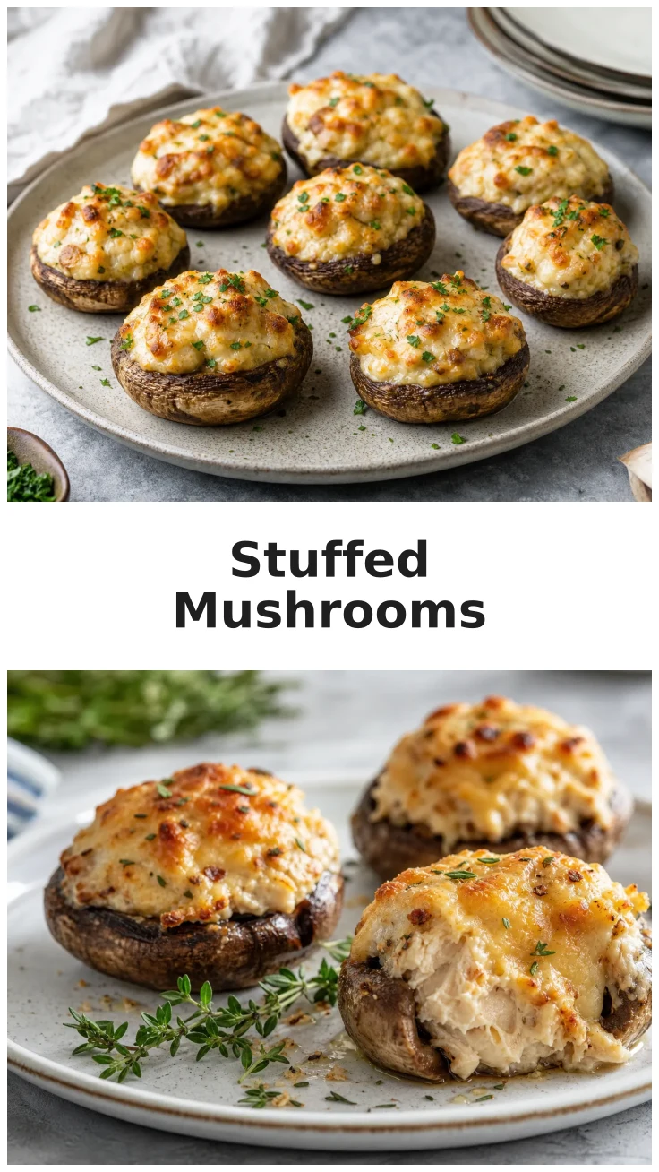 Cheesy Garlic Parmesan Chicken Stuffed Mushrooms Recipe