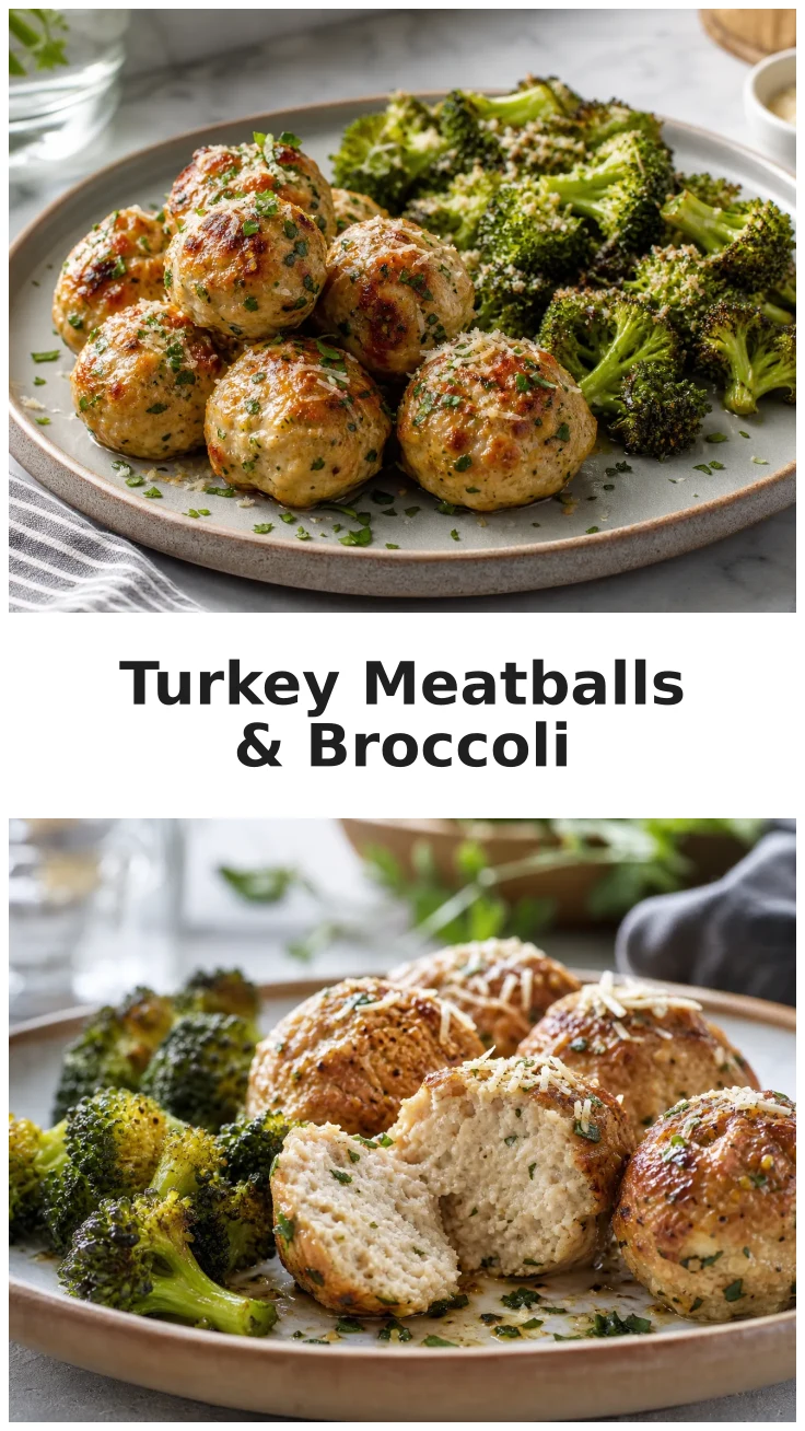 Garlic Parmesan Turkey Meatballs with Roasted Broccoli Recipe Garlic Parmesan Turkey Meatballs with Roasted Broccoli Recipe