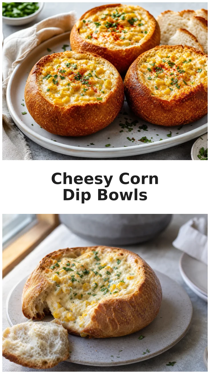 Cheesy Corn Dip Stuffed Bread Bowls for Game Day Gatherings Cheesy Corn Dip Stuffed Bread Bowls for Game Day Gatherings