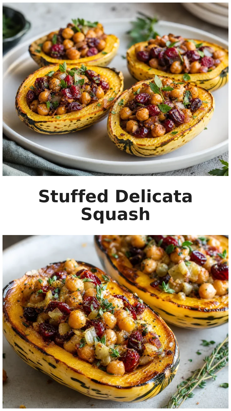 Cranberry Chickpea Stuffed Delicata Squash Recipe Cranberry Chickpea Stuffed Delicata Squash Recipe