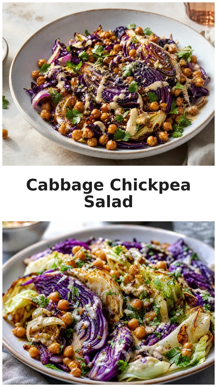 Golden Roasted Cabbage Chickpea Tahini Salad Recipe