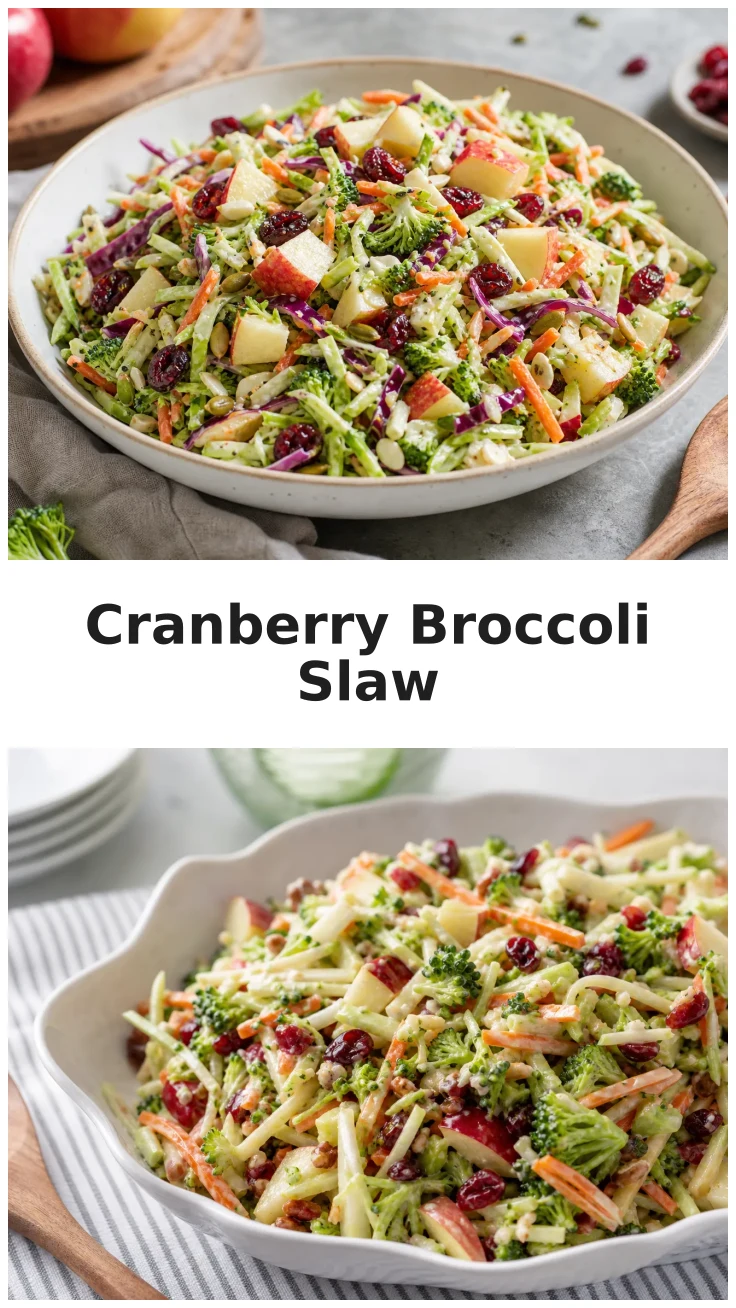 Fresh Apple Cranberry Broccoli Slaw Recipe