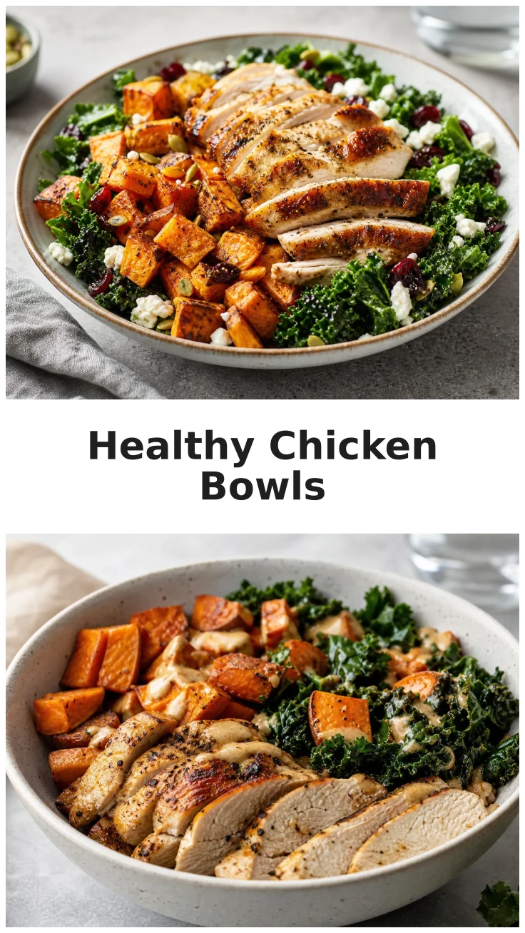 Roasted Chicken Sweet Potato Kale Bowls for a Healthy Dinner