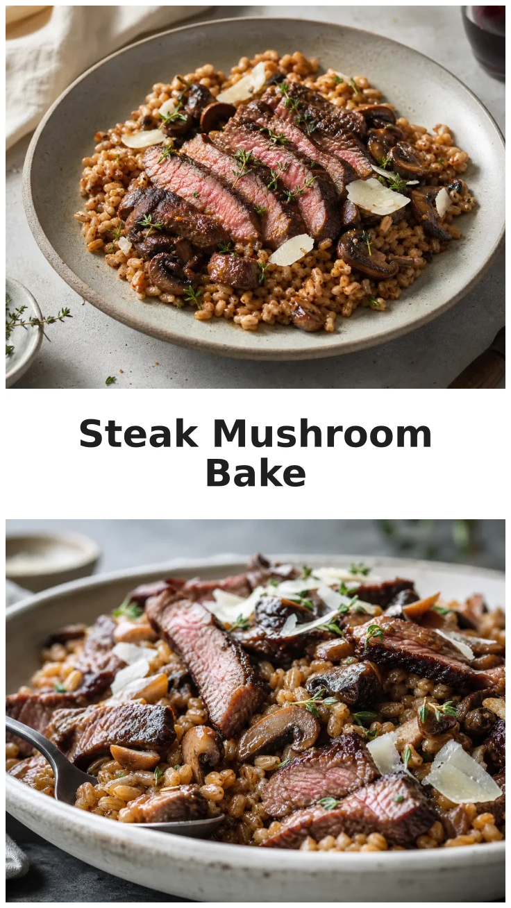 Hearty Steak Mushroom Parmesan Farro Bake Recipe Hearty Steak Mushroom Parmesan Farro Bake Recipe