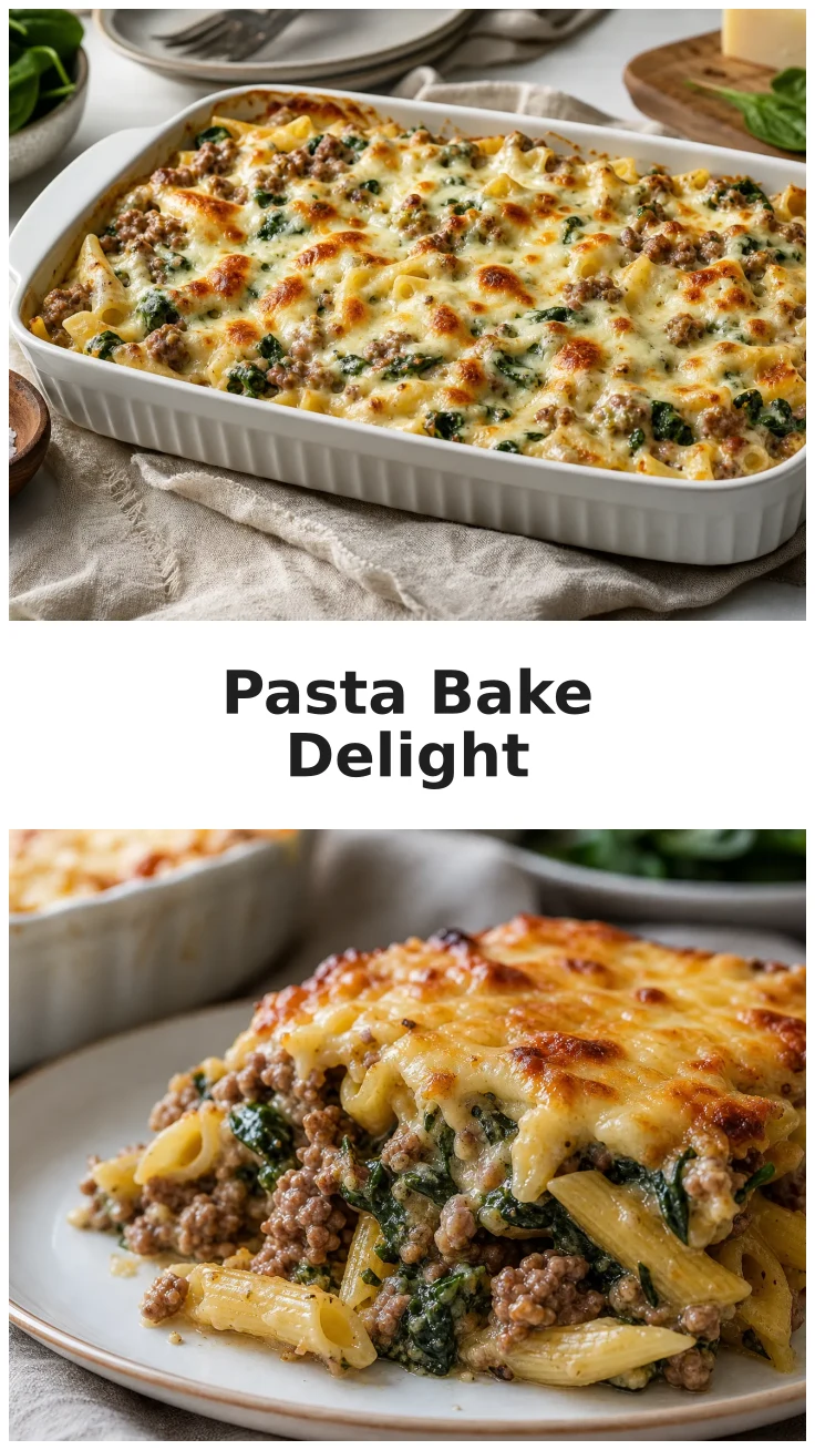 Creamy Ground Beef and Spinach Pasta Bake for Cozy Nights