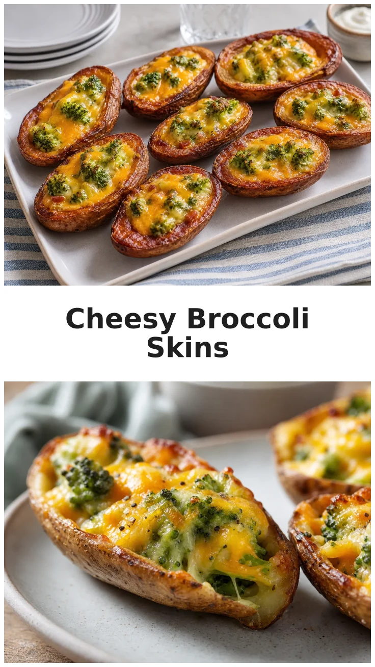 Cheesy Broccoli Cheddar Potato Skins Recipe for Game Day
