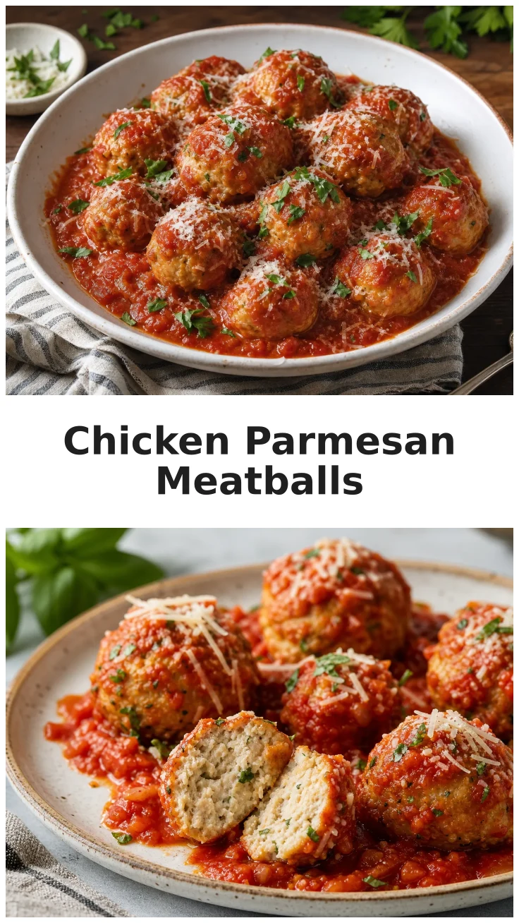 Golden Chicken Parmesan Meatballs with Savory Tomato Sauce Golden Chicken Parmesan Meatballs with Savory Tomato Sauce