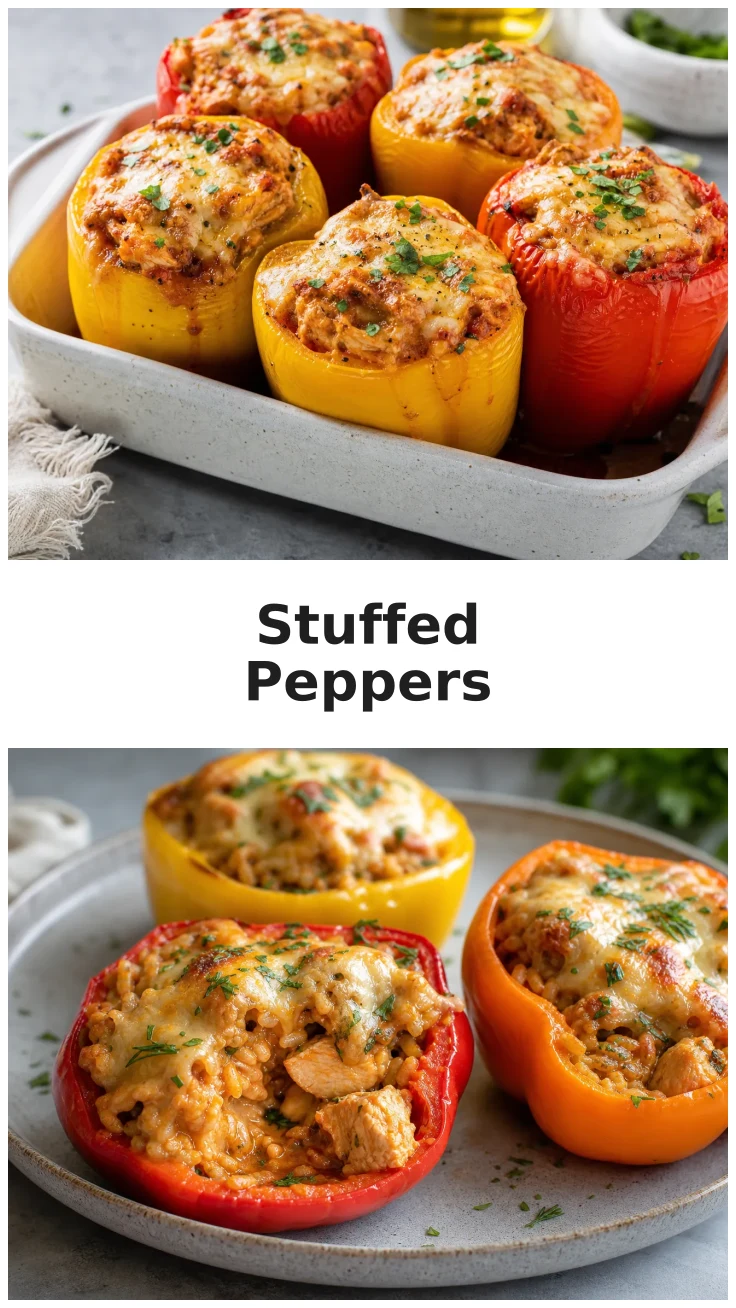 Cheesy Chicken Enchilada Stuffed Peppers for Dinner Cheesy Chicken Enchilada Stuffed Peppers for Dinner