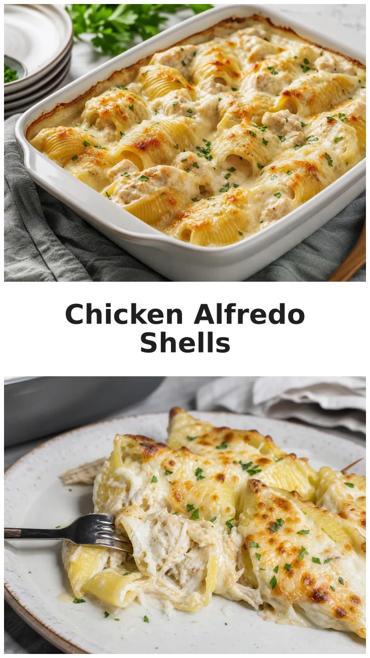 Creamy Chicken Alfredo Stuffed Shells Recipe Creamy Chicken Alfredo Stuffed Shells Recipe