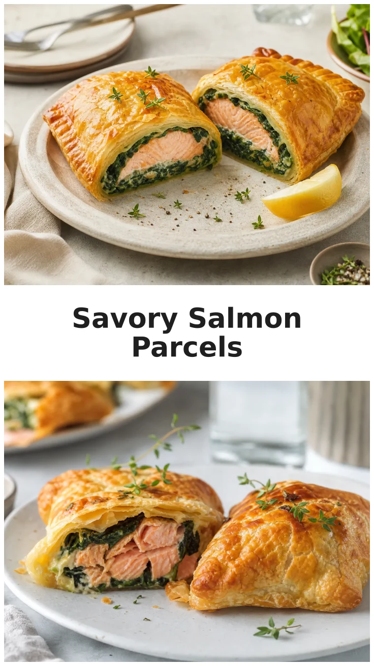 Golden Salmon Spinach Puff Pastry Parcels Recipe